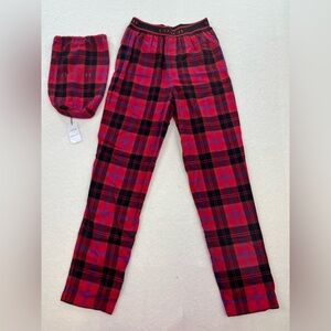 NWT Coach Red Plaid Flannel Pajama Pants Size XS